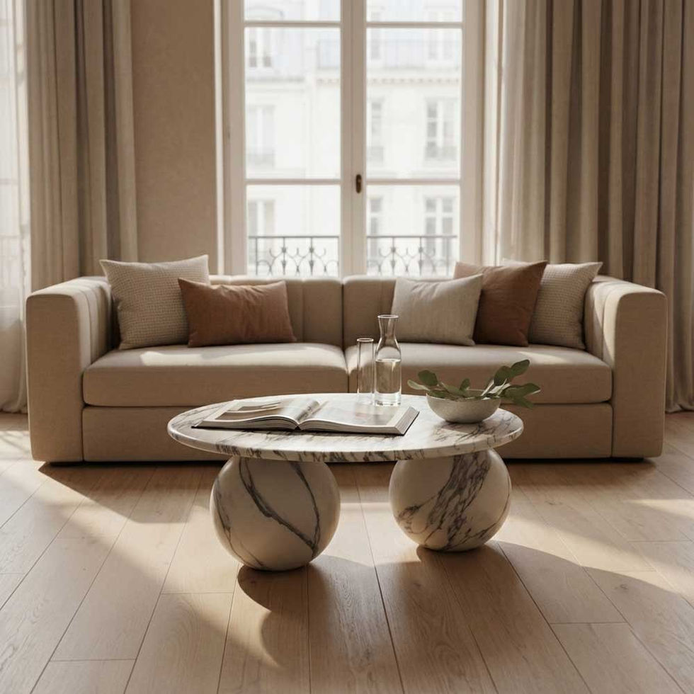 This coffee table is made from high-quality white marble