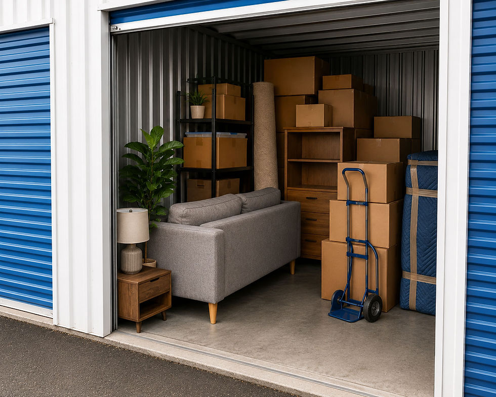 S&A Removals loading boxes into a self-storage unit in Surrey