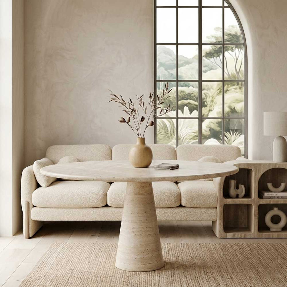Dining Table Solid Travertine Stone