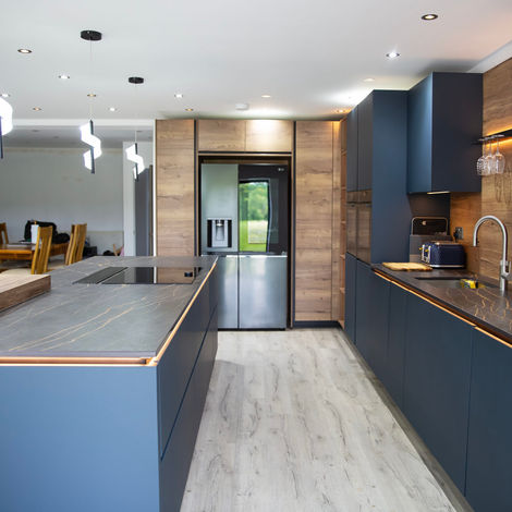 Modern Two-Toned Blue & Walnut Kitchen by MAS Collection, image 5