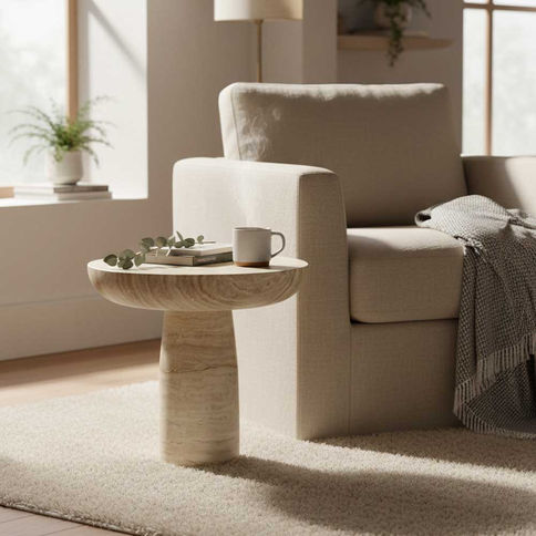 Side Table Natural Travertine Stone