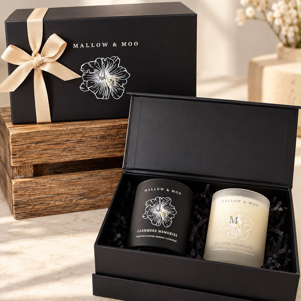 Mallow & Moo Signature Duo Gift Box with two 150 g scented candles