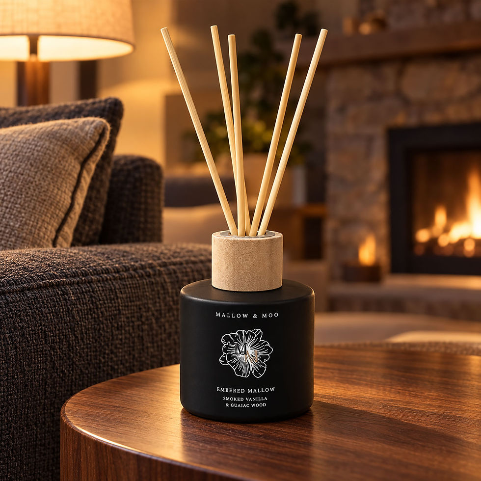 Mallow & Moo Embered Mallow fragrance diffuser with smoked vanilla, pink pepper and guaiac wood notes