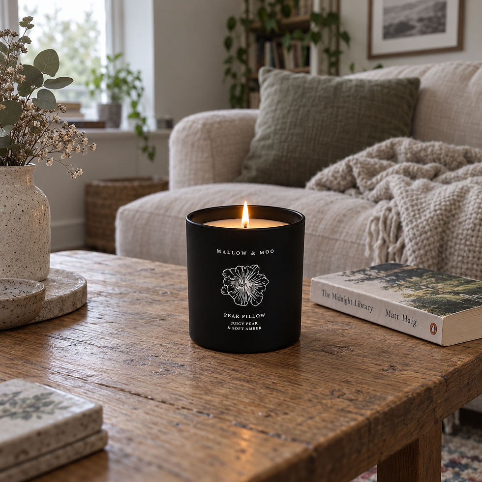 Mallow & Moo Pear Pillow scented candle with pear, quince and sweet amber notes