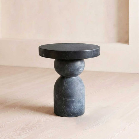 Side Table -This coffee table is made from thick, natural travertine that features a warm cream colour and smooth texture.