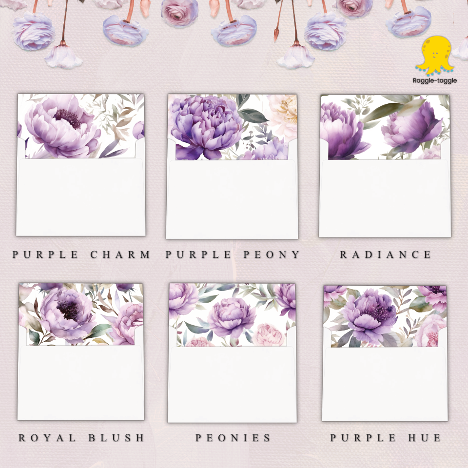 Thumbnail: A7 Purple Floral Announcement Envelopes