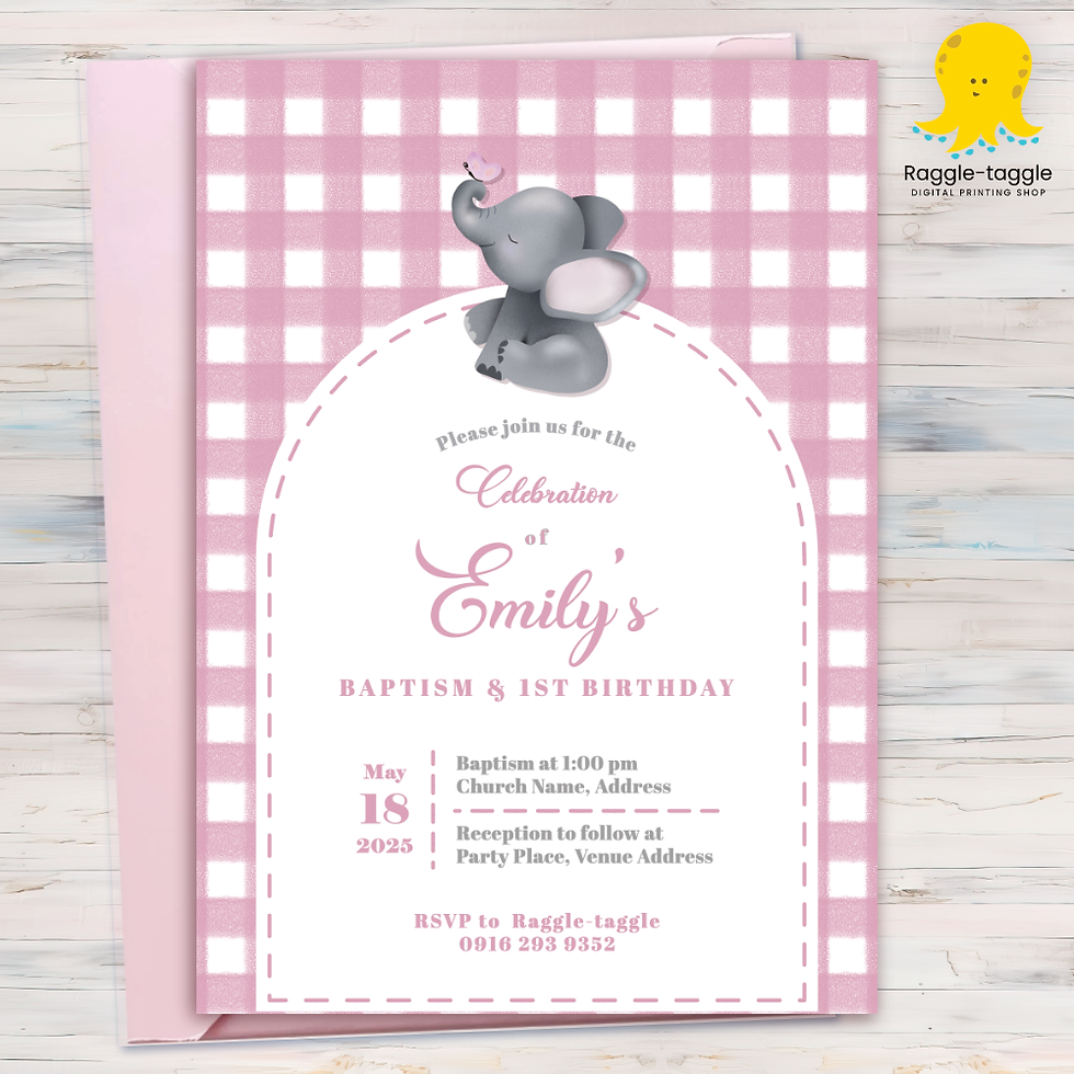 Thumbnail: Little Elephant Pink Invitation