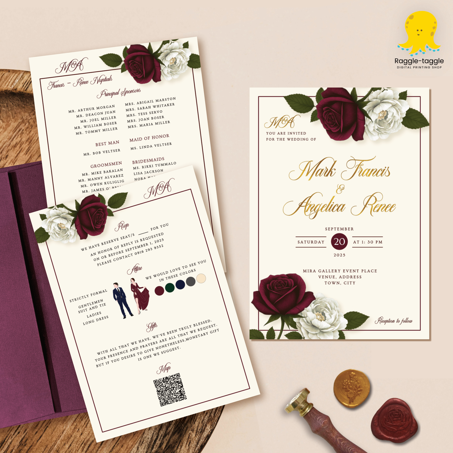 Wine Red Floral Invitation