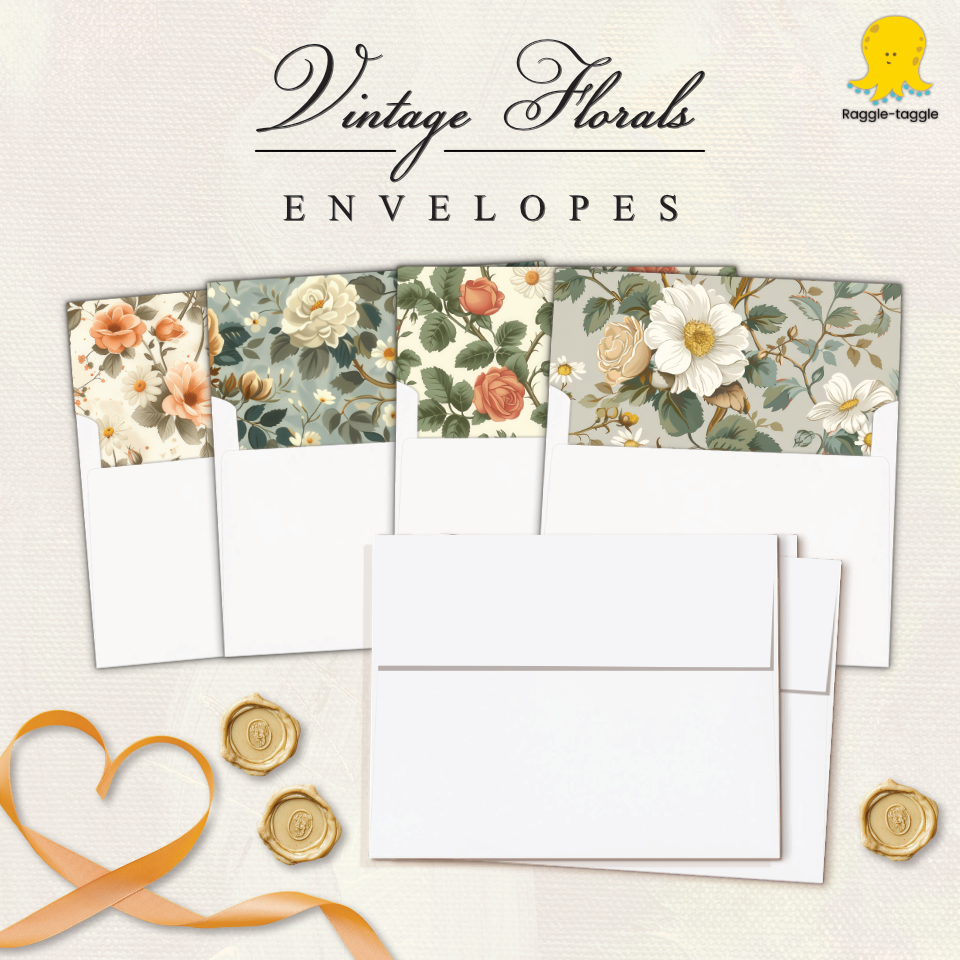 A7 Vintage Florals Announcement Envelopes