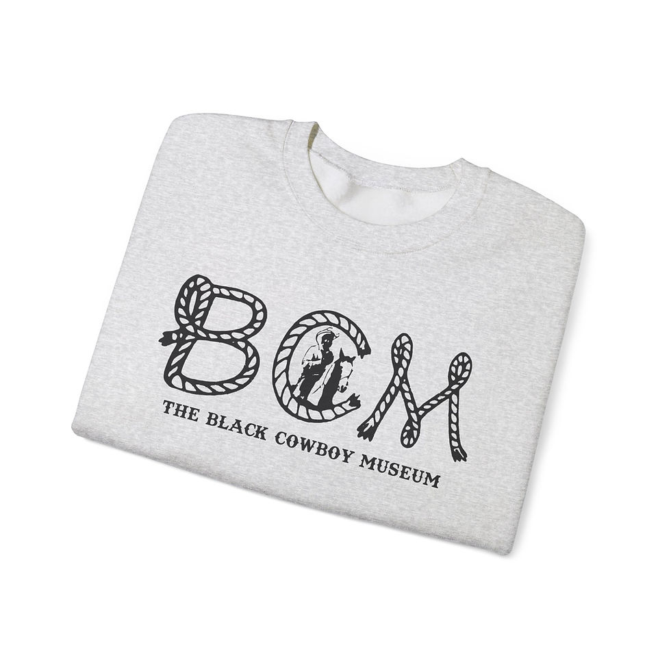 Thumbnail: Black Cowboy Museum Crewneck Sweatshirt – BCM Logo Rope Design