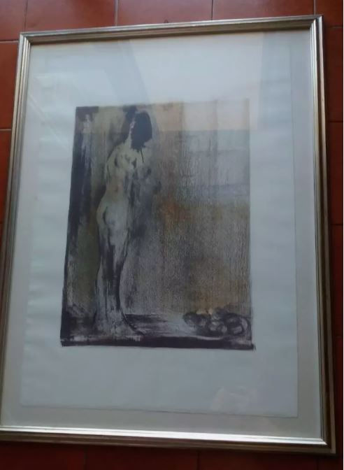 Figura femminile nuda, acquerello incorniciato