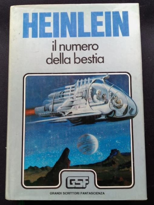 Copertina di Heinlein, Il numero della bestia: astronave futuristica