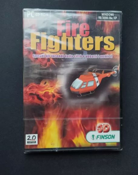 Copertina gioco Fire Fighters, elicottero e fiamme