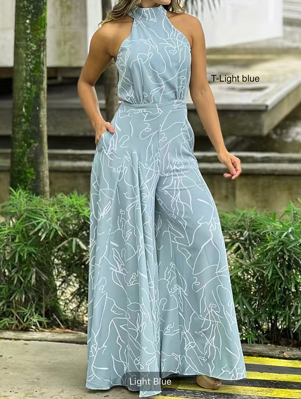 Thumbnail: Elegant highWaist wide leg jumpsuit.