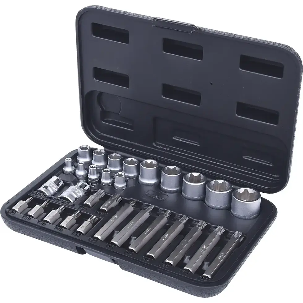 KS-Tools 30- tlg, Torx-Steckschlüssel- und Bit-Satz, Bits mit Bohrung