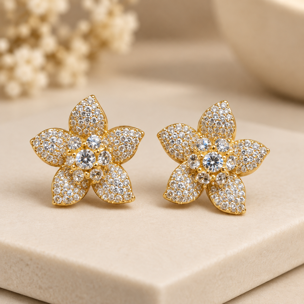 Golden Gardenia Earrings