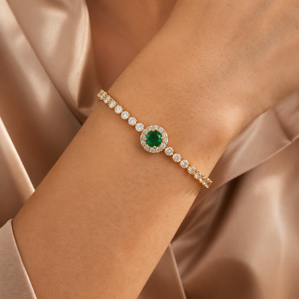 Emerald Halo Bracelet