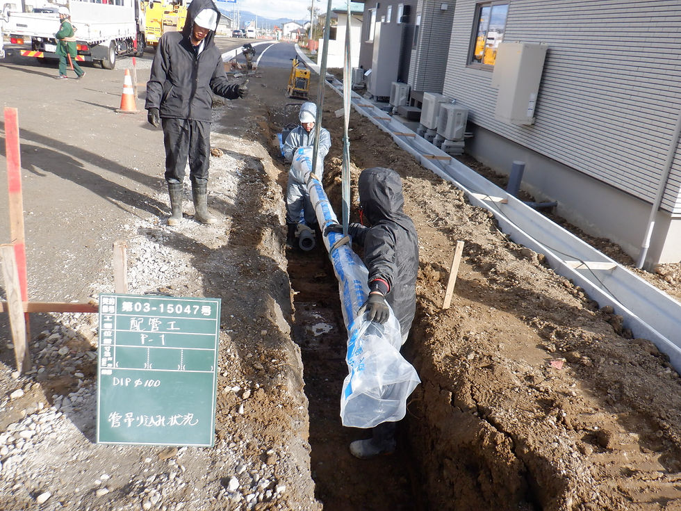 ＜施工事例＞令和３年　郡山市大槻町字三角田　道路改良工事に伴う配水管布設工事