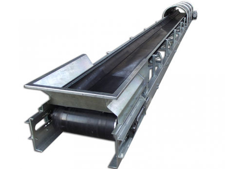 Conveior tip ghirlande- structura galvanizata - banda cauciuc - acoperire din tabla galvanizata