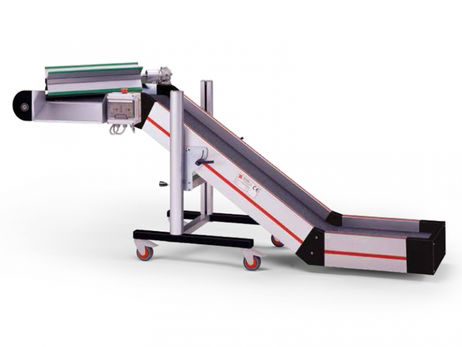 Conveior gat de lebada - Unghiuri fixe - Structura aluminiu - Evacuare produs in lateral