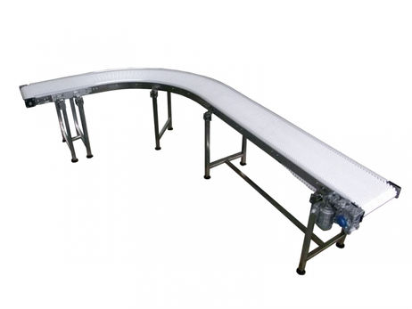 Conveior curb cu banda modulara - 90 grade - Structura otel inox