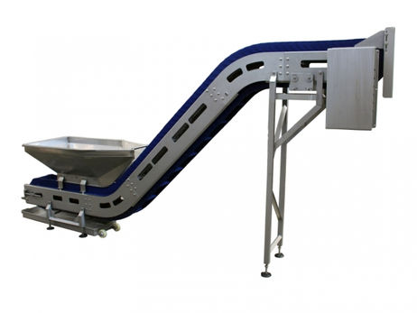 Transportor cu banda modulara - Tip gat de lebada - Structura inox