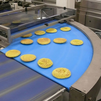 Conveior curb cu banda PVC sau Poliuretan - 90 grade