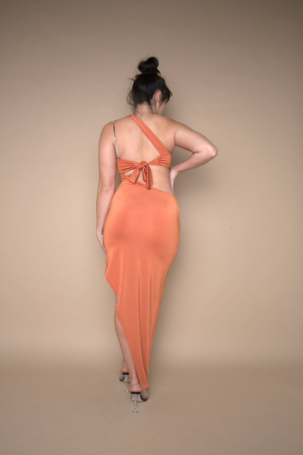 Thumbnail: Asymmetric Cut Out Diamante Detail Maxi Dress