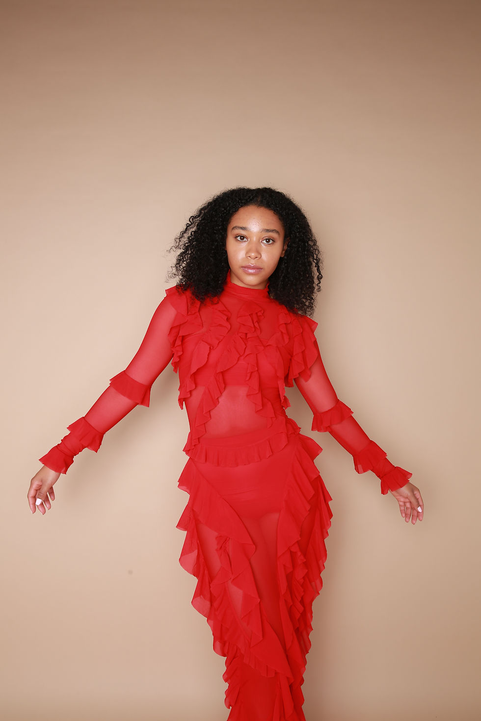 Thumbnail: Red Extreme Ruffle Exclusive Dress