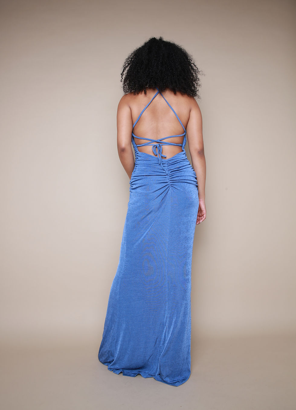 Thumbnail: Halter Neck Ruched Maxi Dress