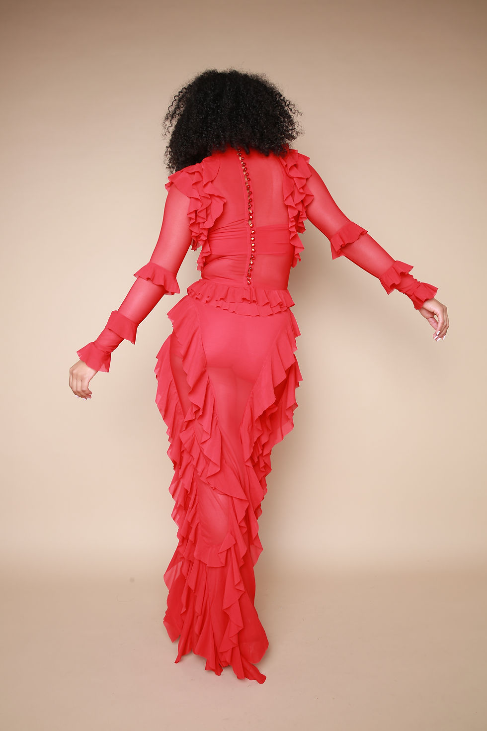 Thumbnail: Red Extreme Ruffle Exclusive Dress