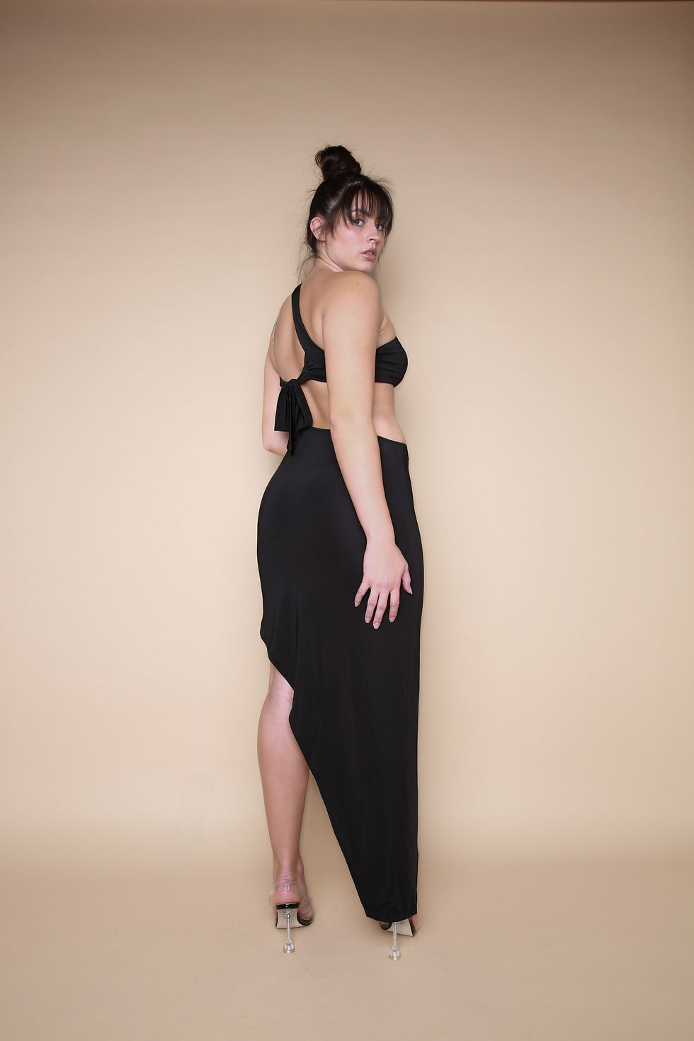Thumbnail: Asymmetric Cut Out Diamante Detail Maxi Dress