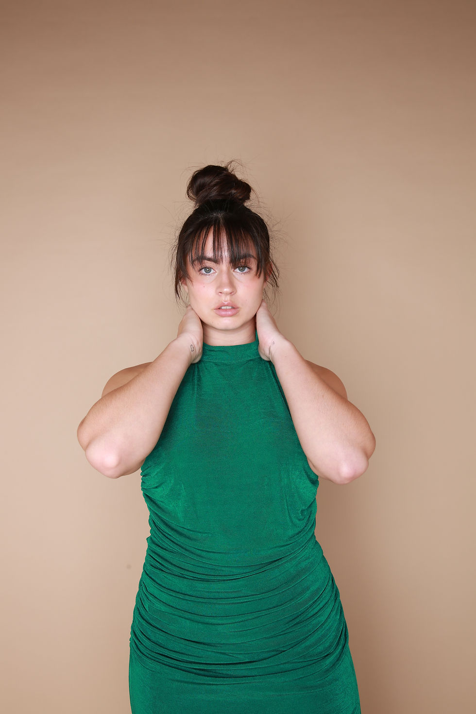 Thumbnail: Halter Neck Ruched Maxi Dress