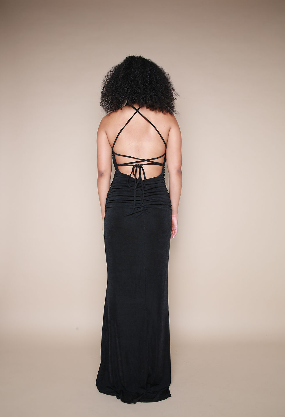 Thumbnail: Halter Neck Ruched Maxi Dress