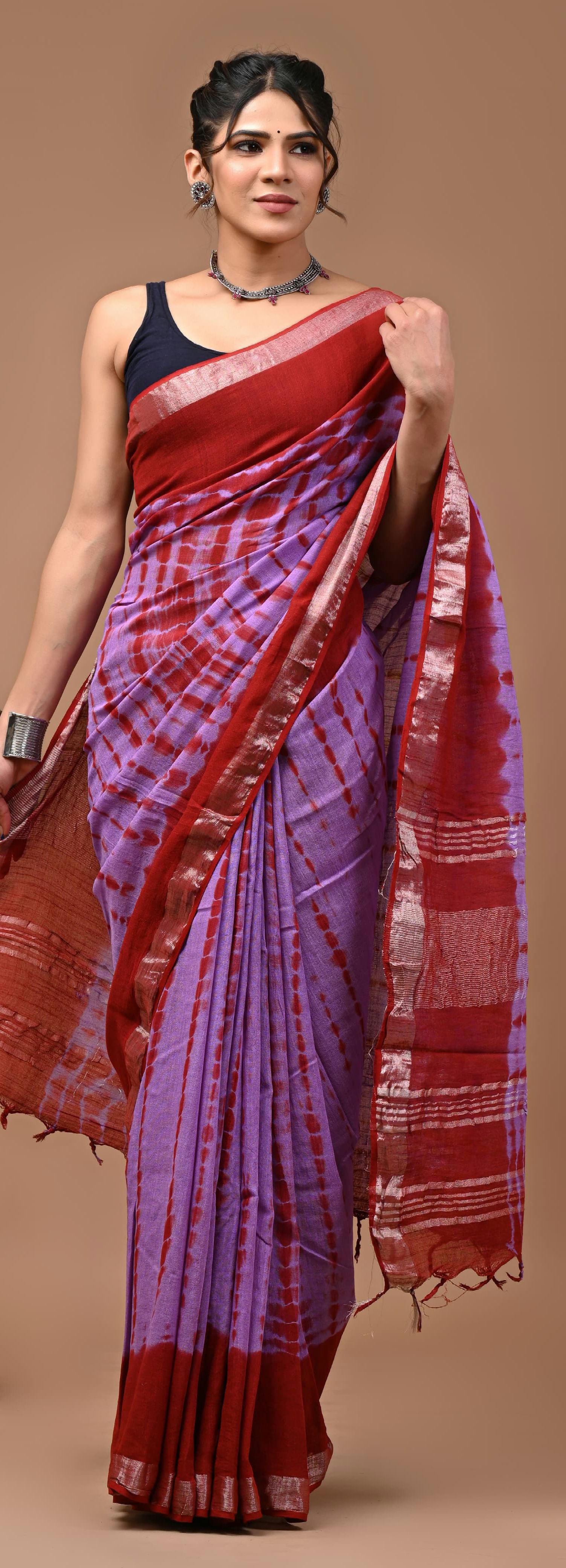 Cotton Linen Saree Screen print 