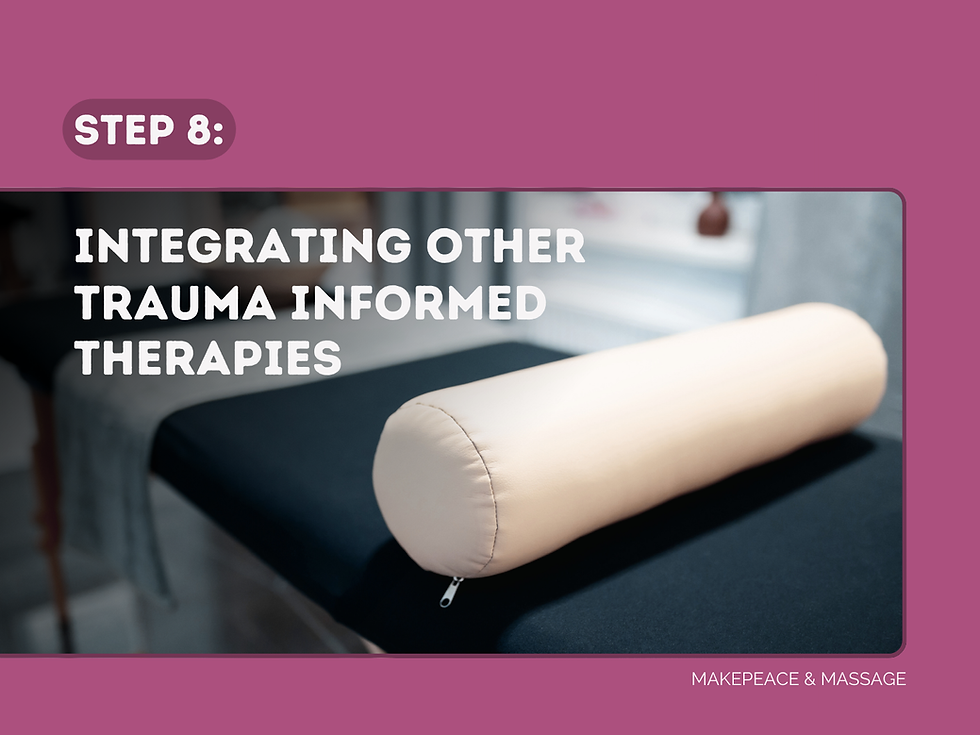 Image of a therapy bed with the caption "Integrating other trauma informed therapies"