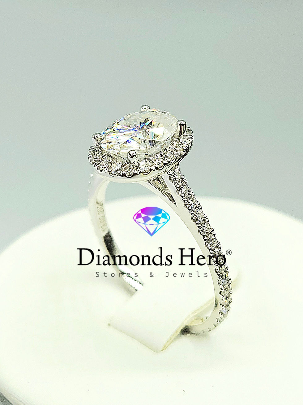Miniatura: diamondshero.it anello solitario argento oro diamante brillante moissanite ovale oval tiffany ring diamond silver gold