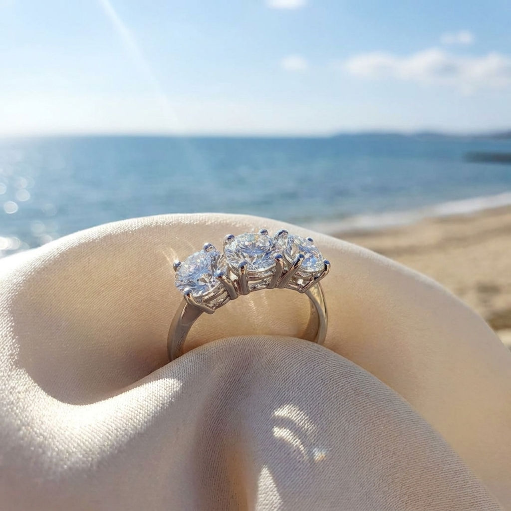 diamondshero.it anello trilogy diamante moissanite ring silver gold diamond
