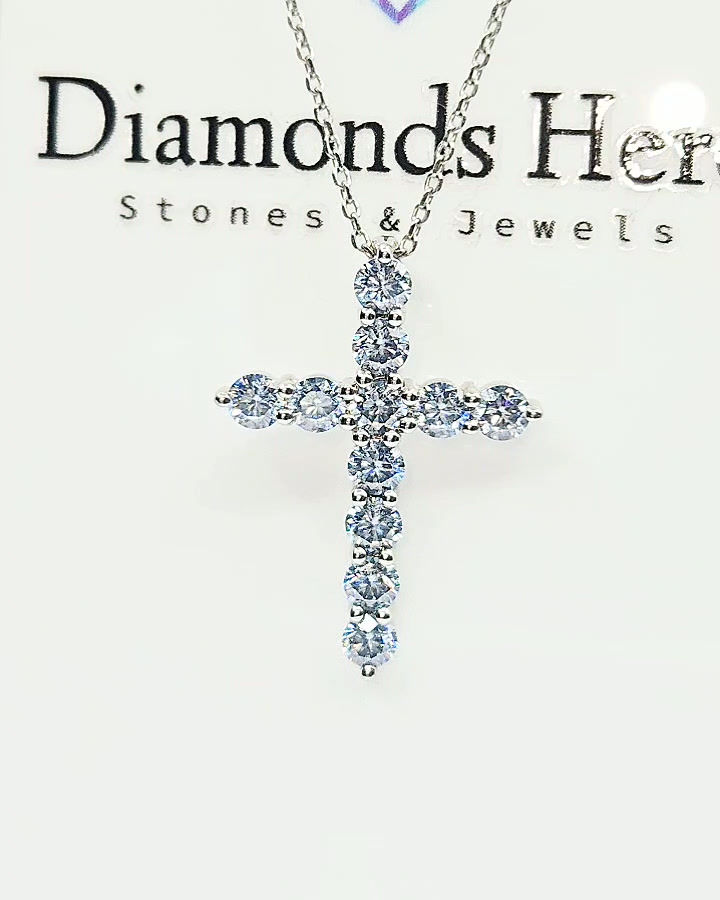 Miniatura: pendente punto luce croce blu oro argento brillante diamante moissanite diamond ring silver cross pendant