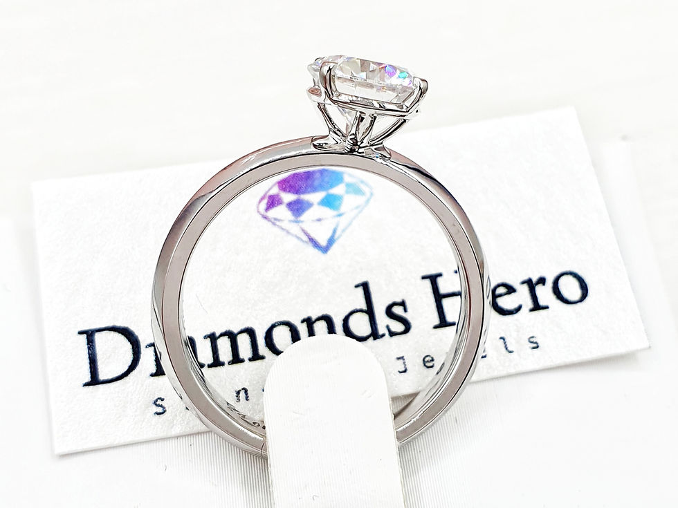 Miniatura: diamondshero.it anello solitario diamante moissanite taglio round cut ring silver gold diamond