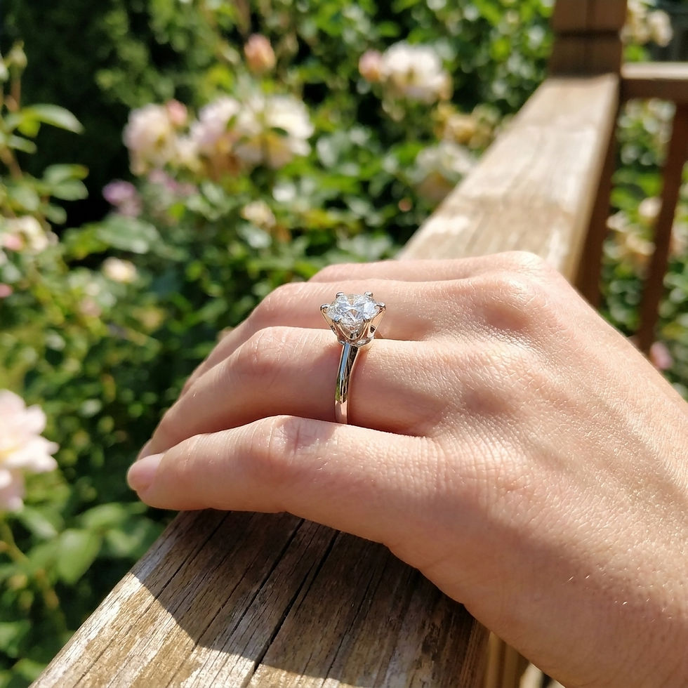 Miniatura: diamondshero.it anello solitario argento oro moissanite diamante diamond silver gold ring