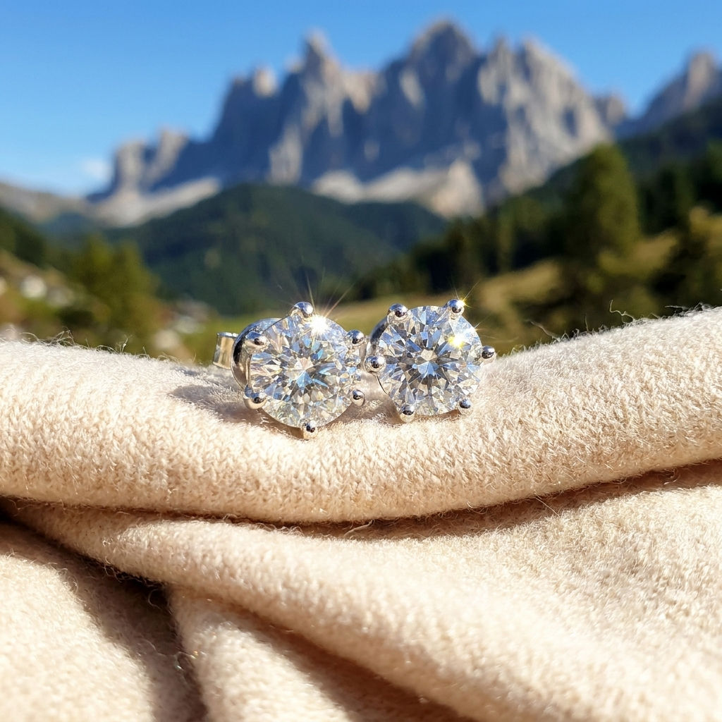 diamondshero.it orecchini earrings punto luce oro argento brillante diamante moissanite diamond silver