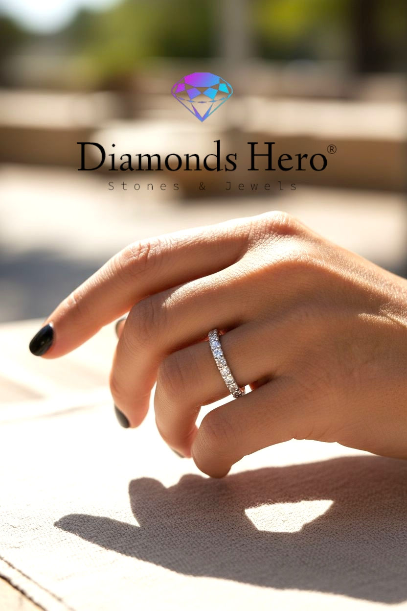 Miniatura: diamondshero.it anello veretta eternity moissanite pietre argento rosa oro silver gold ring