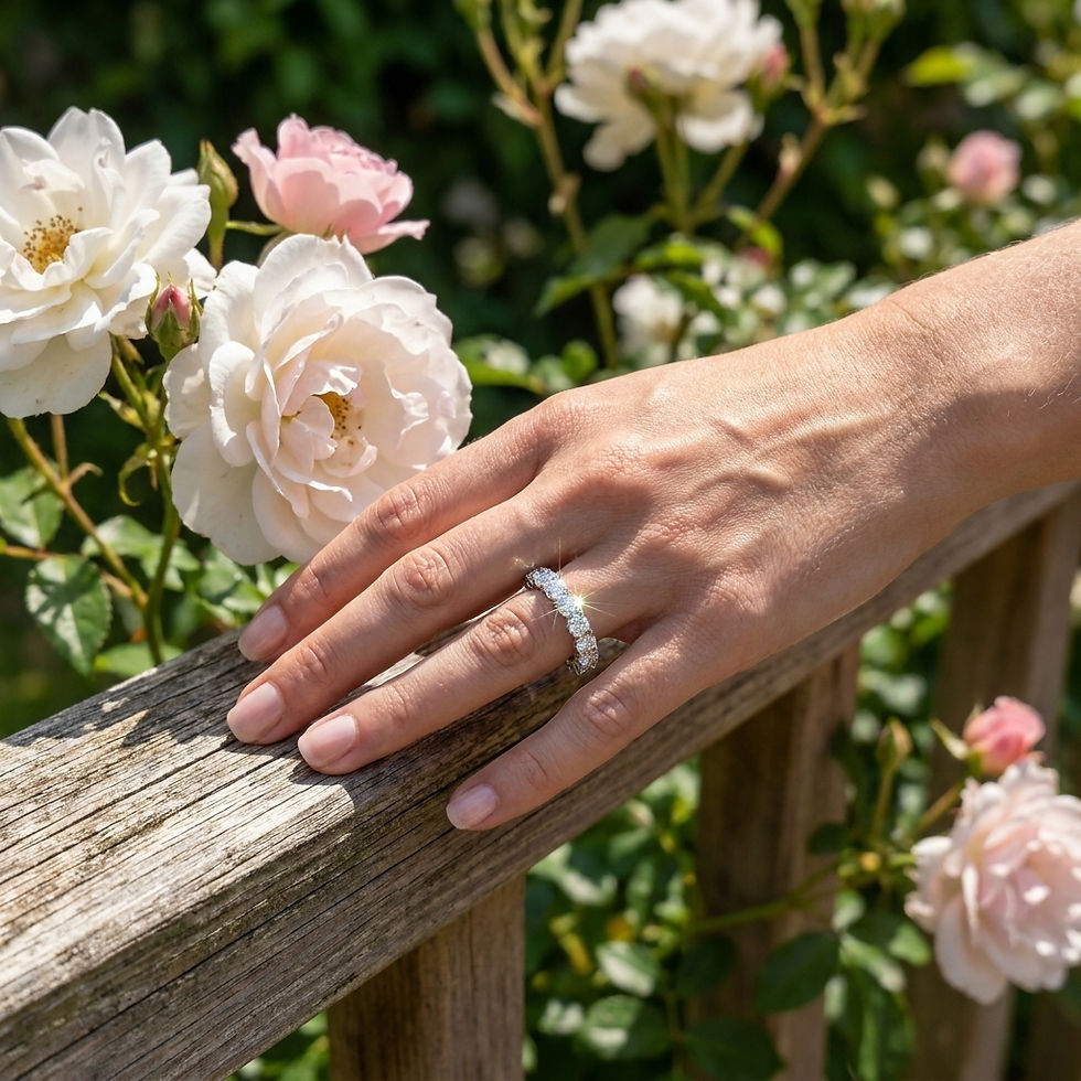 Miniatura: diamondshero.it anello veretta eternity argento oro moissanite diamante diamond silver gold ring