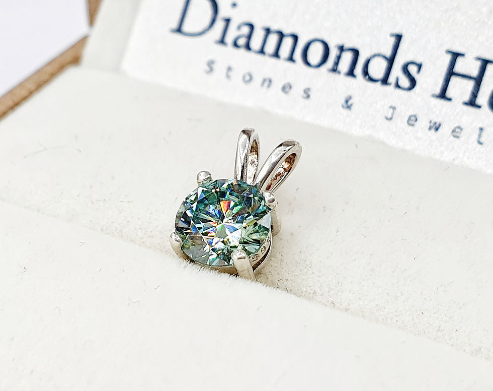 Miniatura: diamondshero.it pendente punto luce oro argento brillante diamante moissanite blu azzurro diamond light blue pendant silver