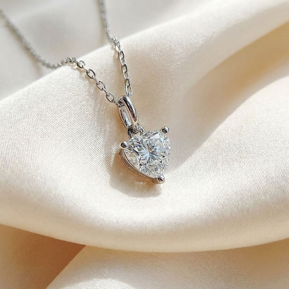 Miniatura: www.diamondshero.it pendente punto luce oro argento brillante diamante moissanite cuore heart cut diamond silver pendant
