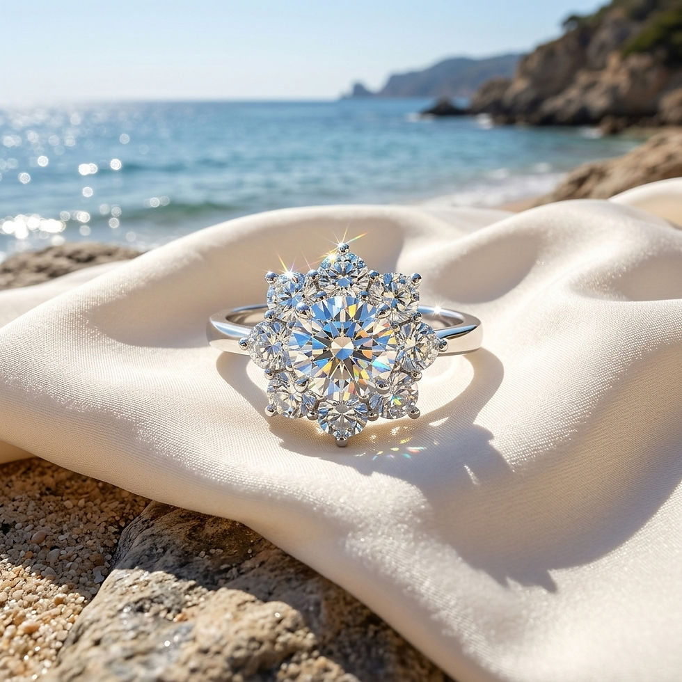 diamondshero.it anello solitario margherita argento oro moissanite diamante diamond silver gold ring