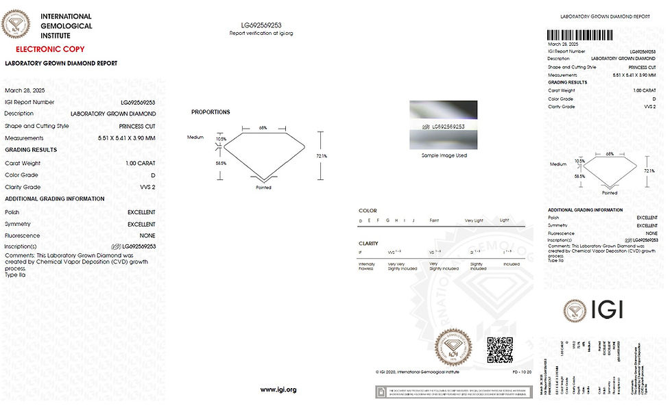 Miniatura: Diamante Lab Grown taglio princess diamante sintetico diamante artificiale, diamante da laboratorio, diamante certificato igi