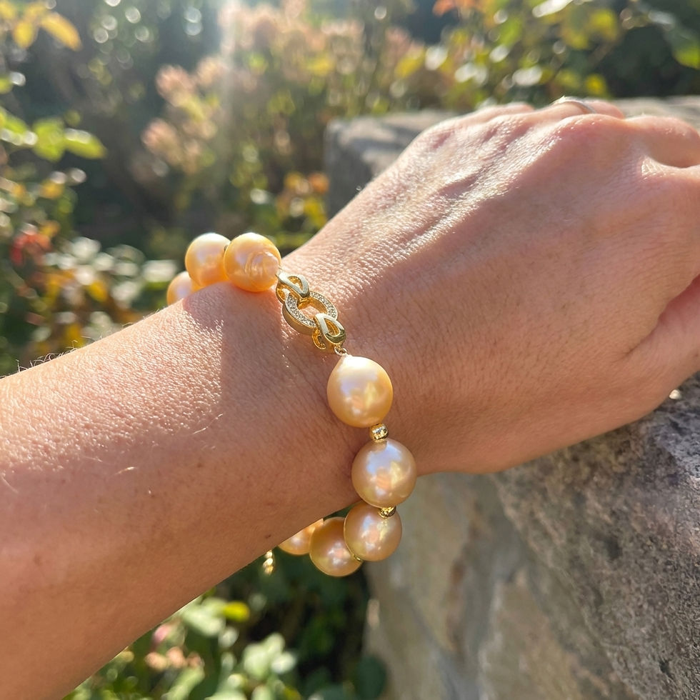 Miniatura: Perlevere.it bracciale con perle rosa oro di acqua dolce gold pink freshwater pearls