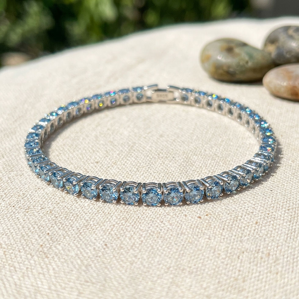 diamondshero.it bracciale tennis bracelet argento brillante diamante moissanite light blue azzurro diamond silver